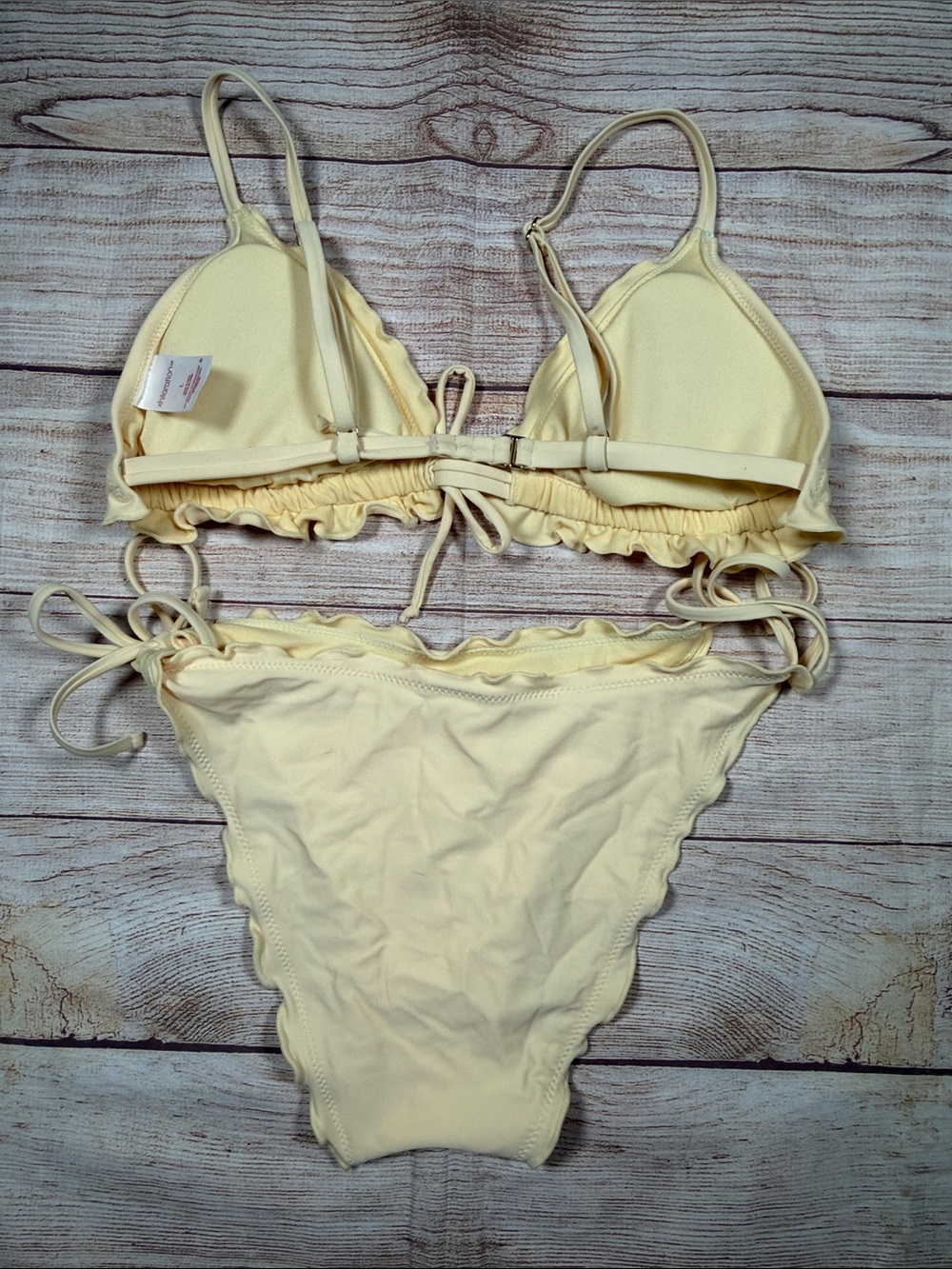 Women's Butter Yellow Ruffle Triangle Bikini‎ Set - Picture 6 of 6